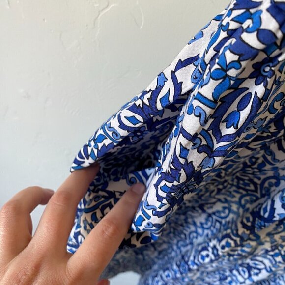 MILLY for DESIGN NATION Fit and Flare Blue White Floral Printed Dress - Picture 6 of 10